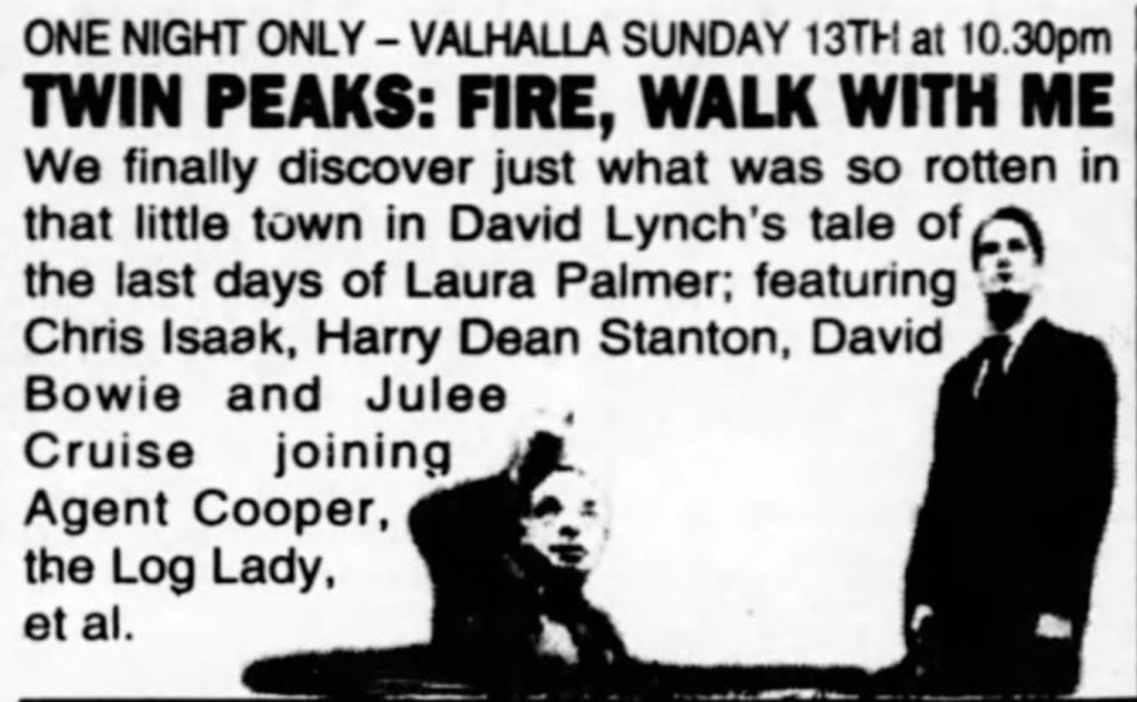 Clipping about screening for Twin Peaks: Fire Walk With Me