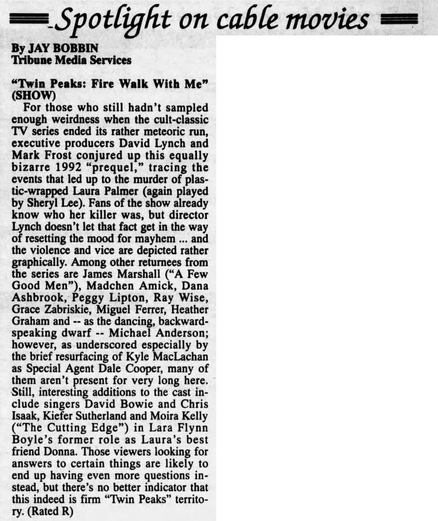 Spotlight on Twin Peaks: Fire Walk With Me