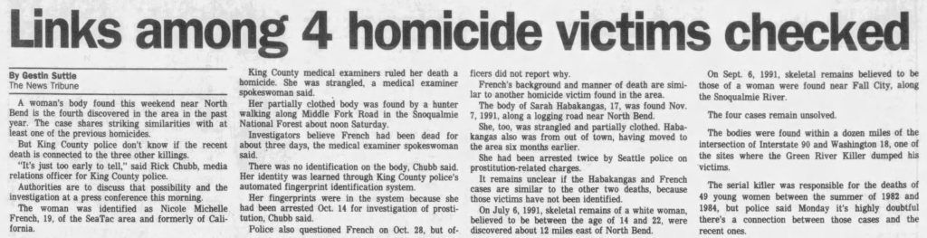 Article about murders in Snoqualmie Valley
