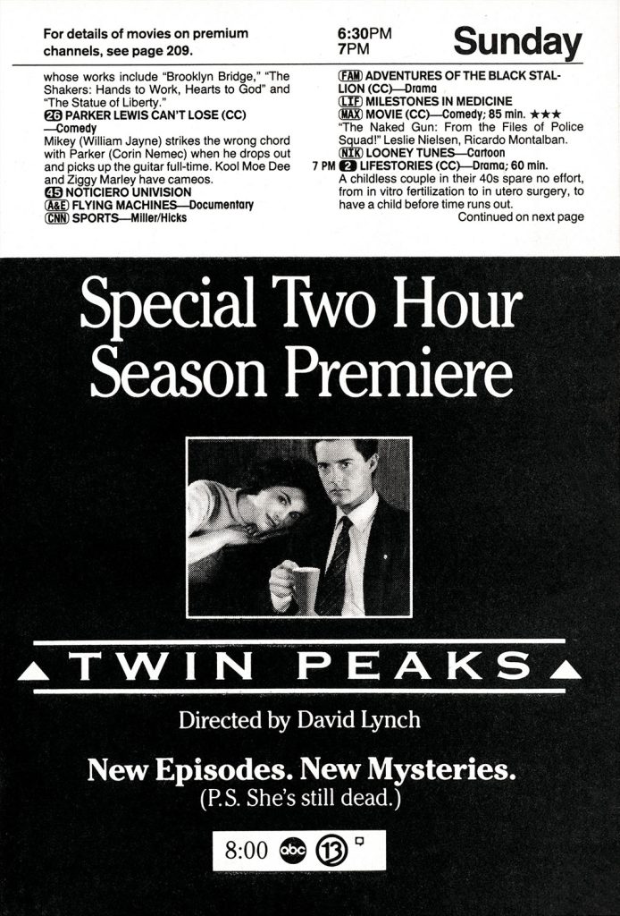 Twin Peaks advertisement with Agent Cooper and Audrey Horne