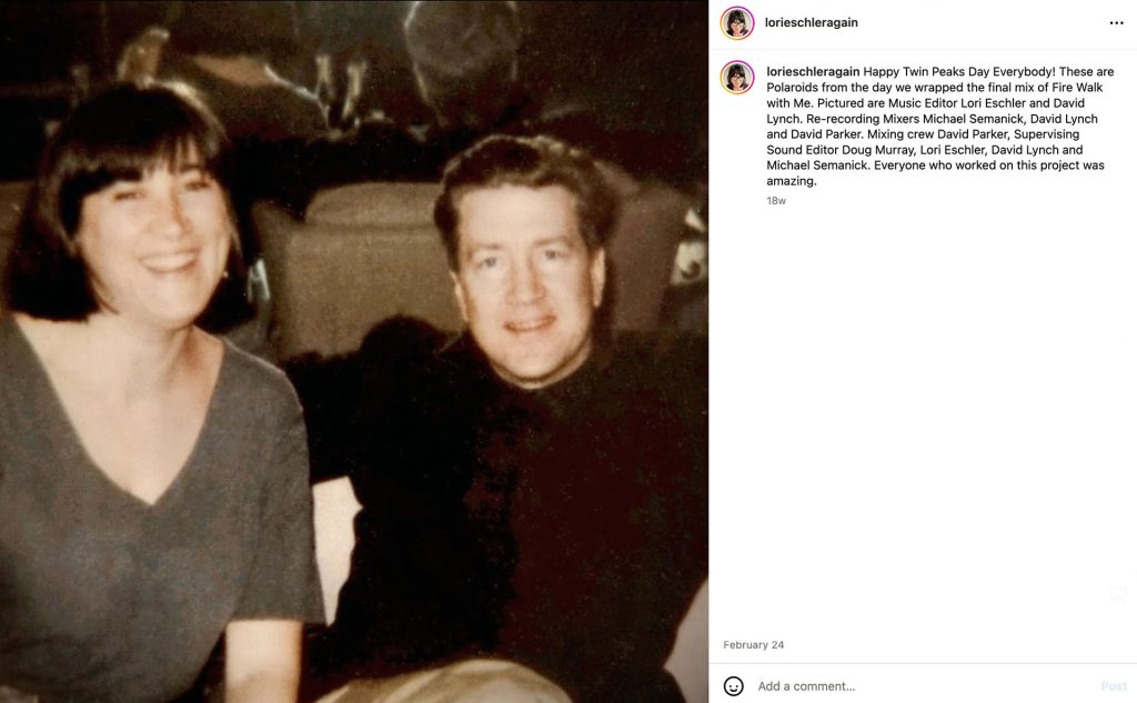 Lori Eschler and David Lynch during recording of Twin Peaks: Fire Walk With Me