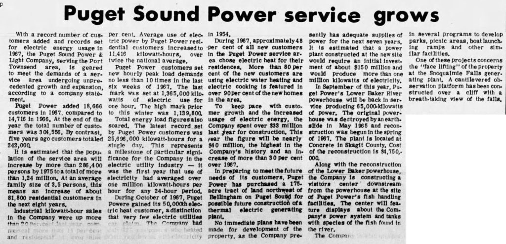 Article about Puget Sound Power
