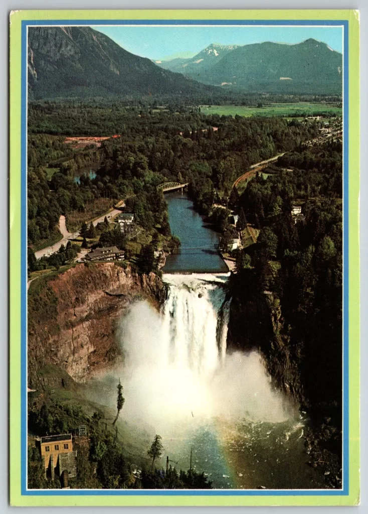 Front of Postcard with an image of Snoqualmie Falls