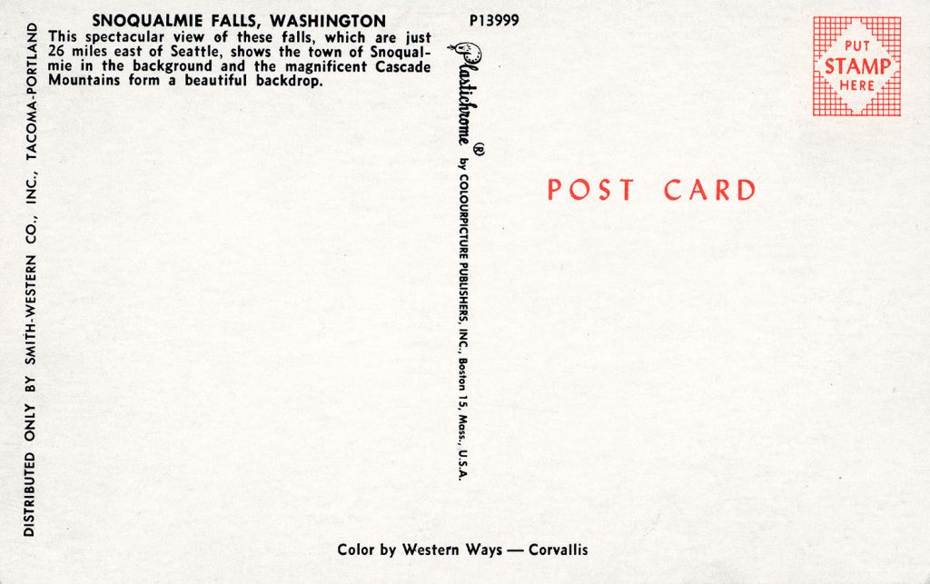 Back of Snoqualmie Falls Postcard