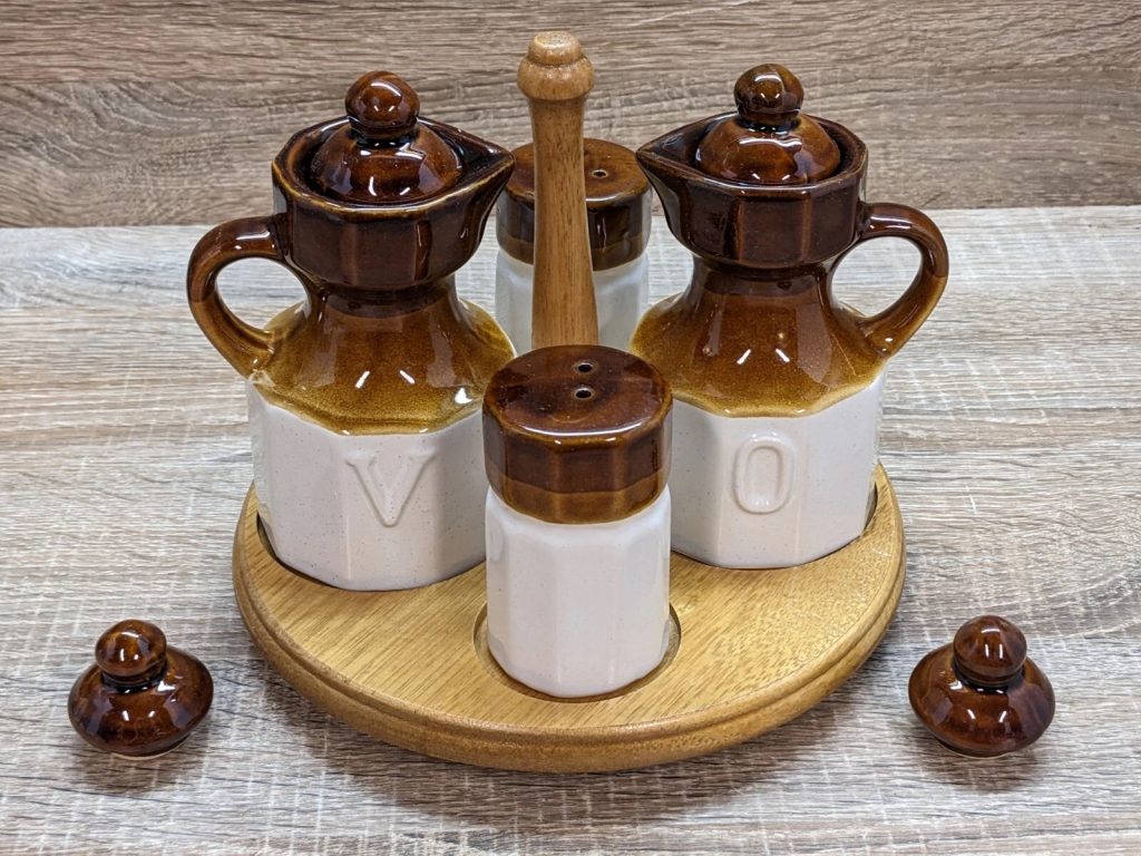 Stoneware Polygon Condiment Set