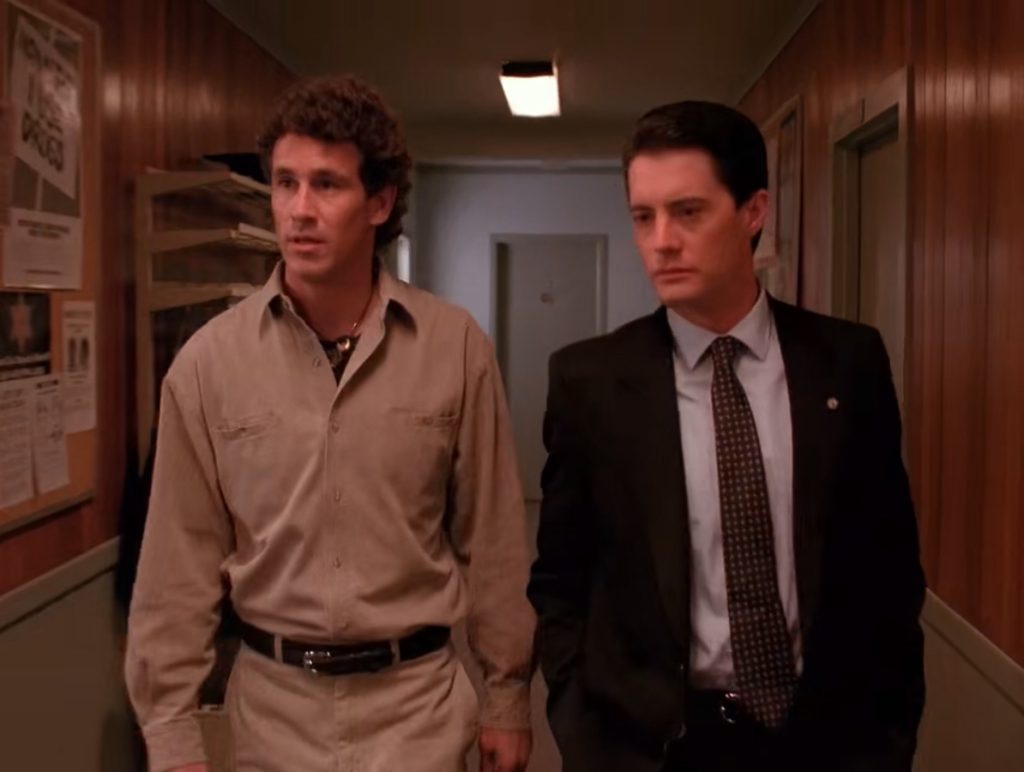 Truman and Cooper in hallway at Twin Peaks Sheriff's Department