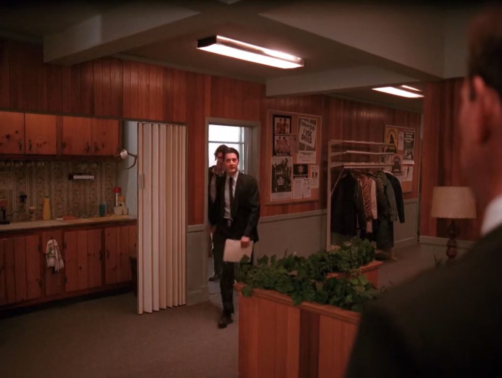 Cooper and Truman leaving conference room at Twin Peaks Sheriff's Department