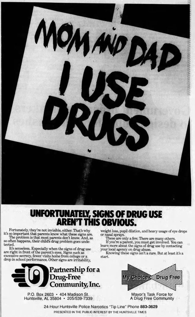 Mom and Dad I Use Drugs Ad