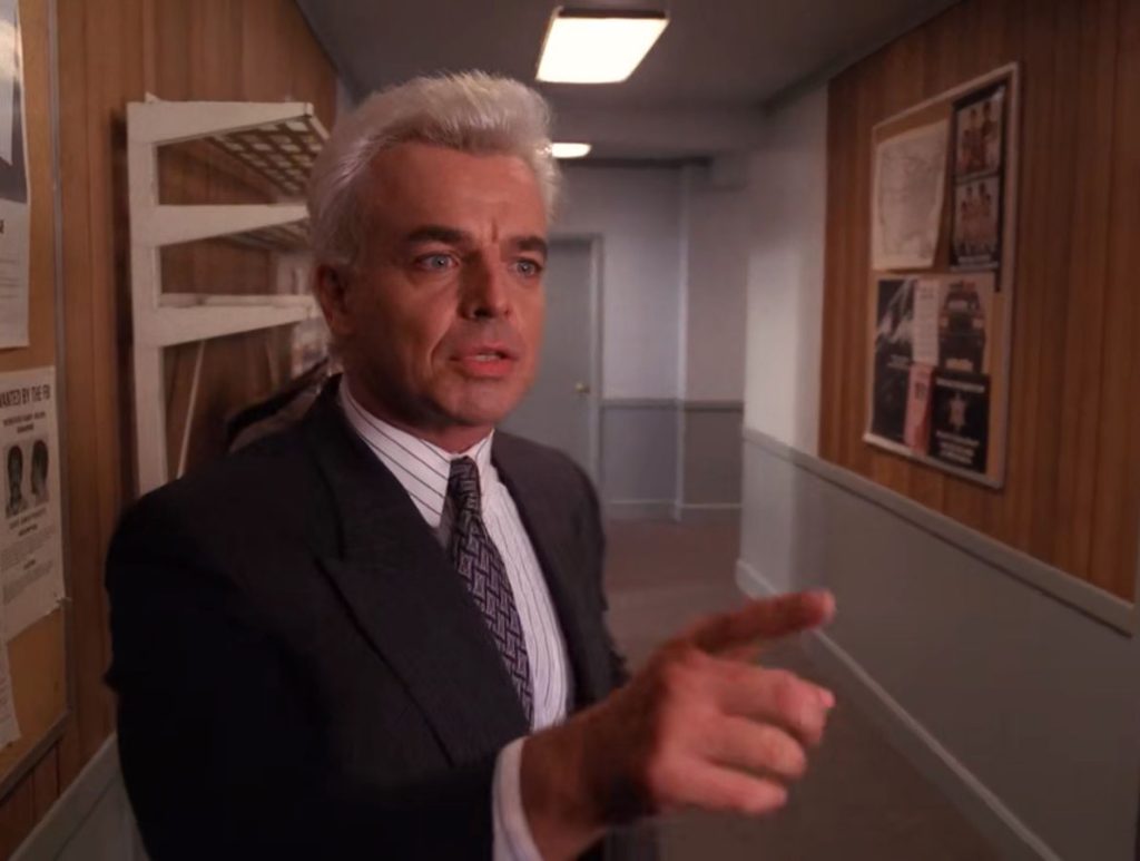 Leland Palmer in hallway at Twin Peaks Sheriff's Department