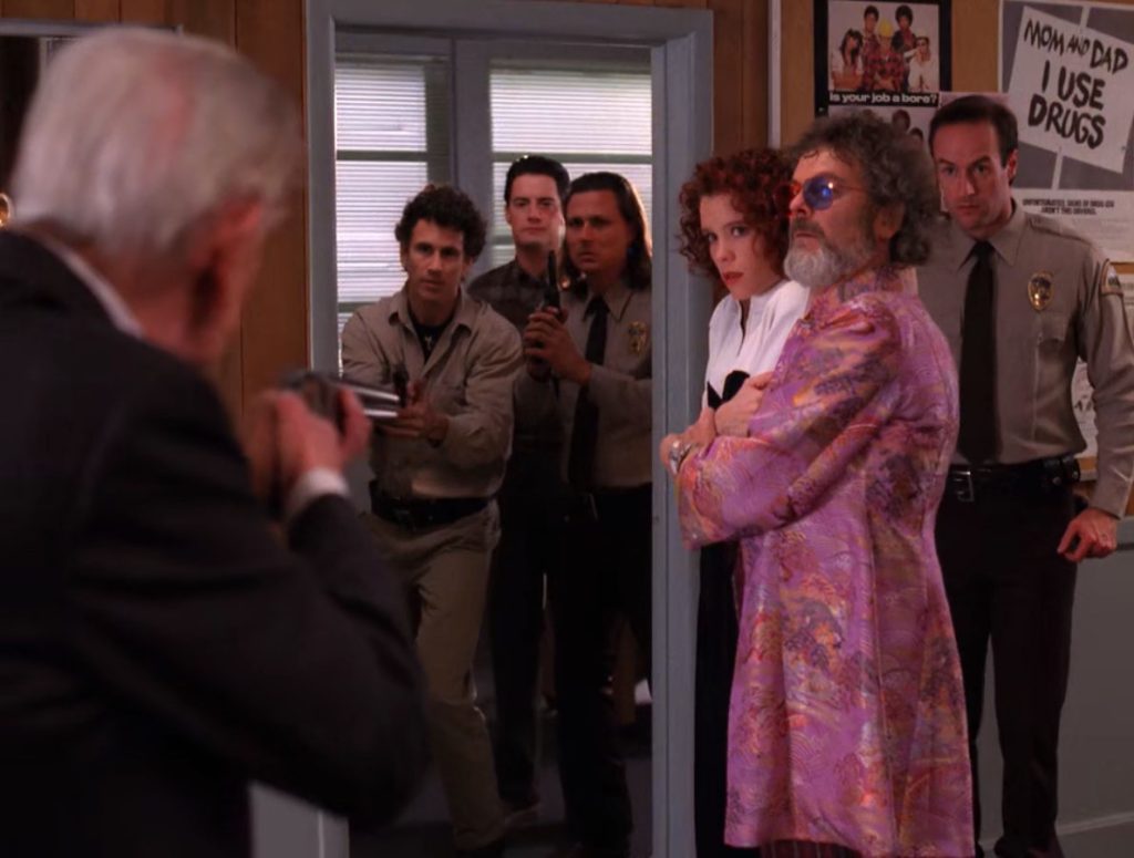 Agent Cooper and team outside conference room door