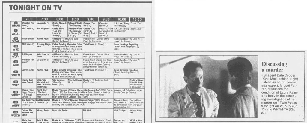TV listing and Albert and Cooper discuss the autopsy
