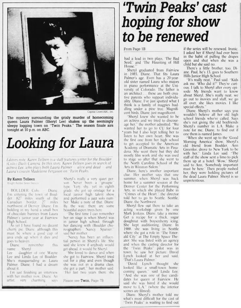 Newspaper article about Twin Peaks