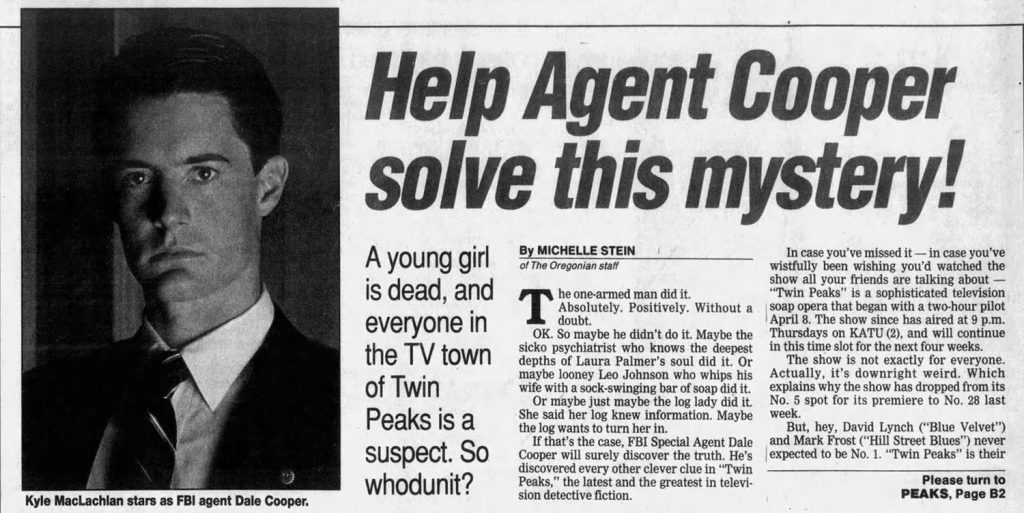 Special Agent Dale Cooper article about Twin Peaks