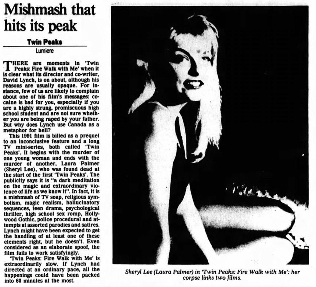 Review of Twin Peaks: Fire Walk With Me