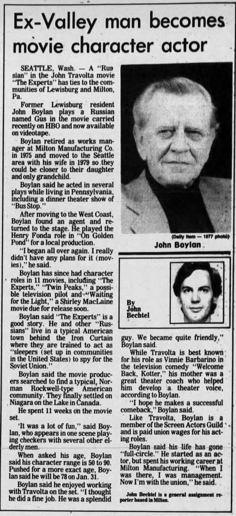 Newspaper article about John Boylan