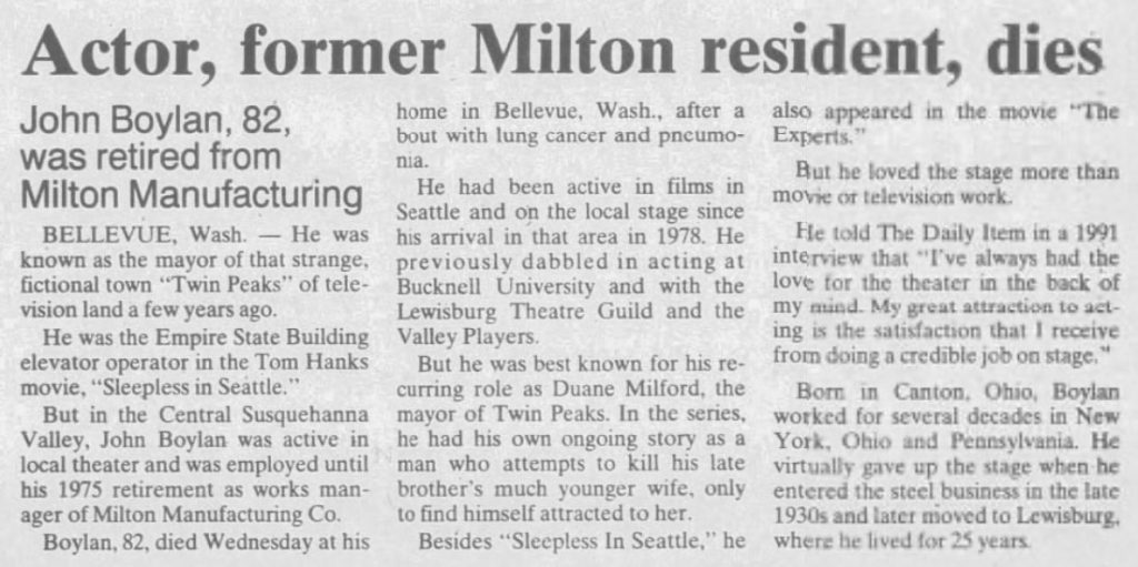 Newspaper article about John Boylan