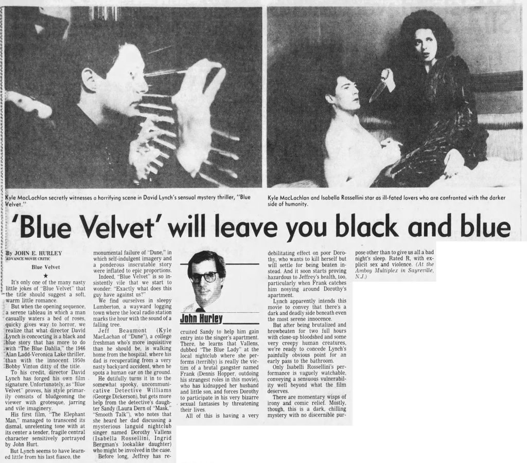 John Hurley's review of "Blue Velvet"