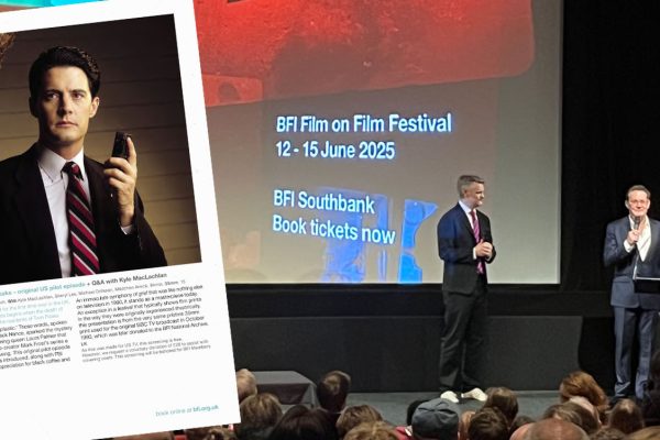 Flyer and Kyle MacLachlan on stage speaking