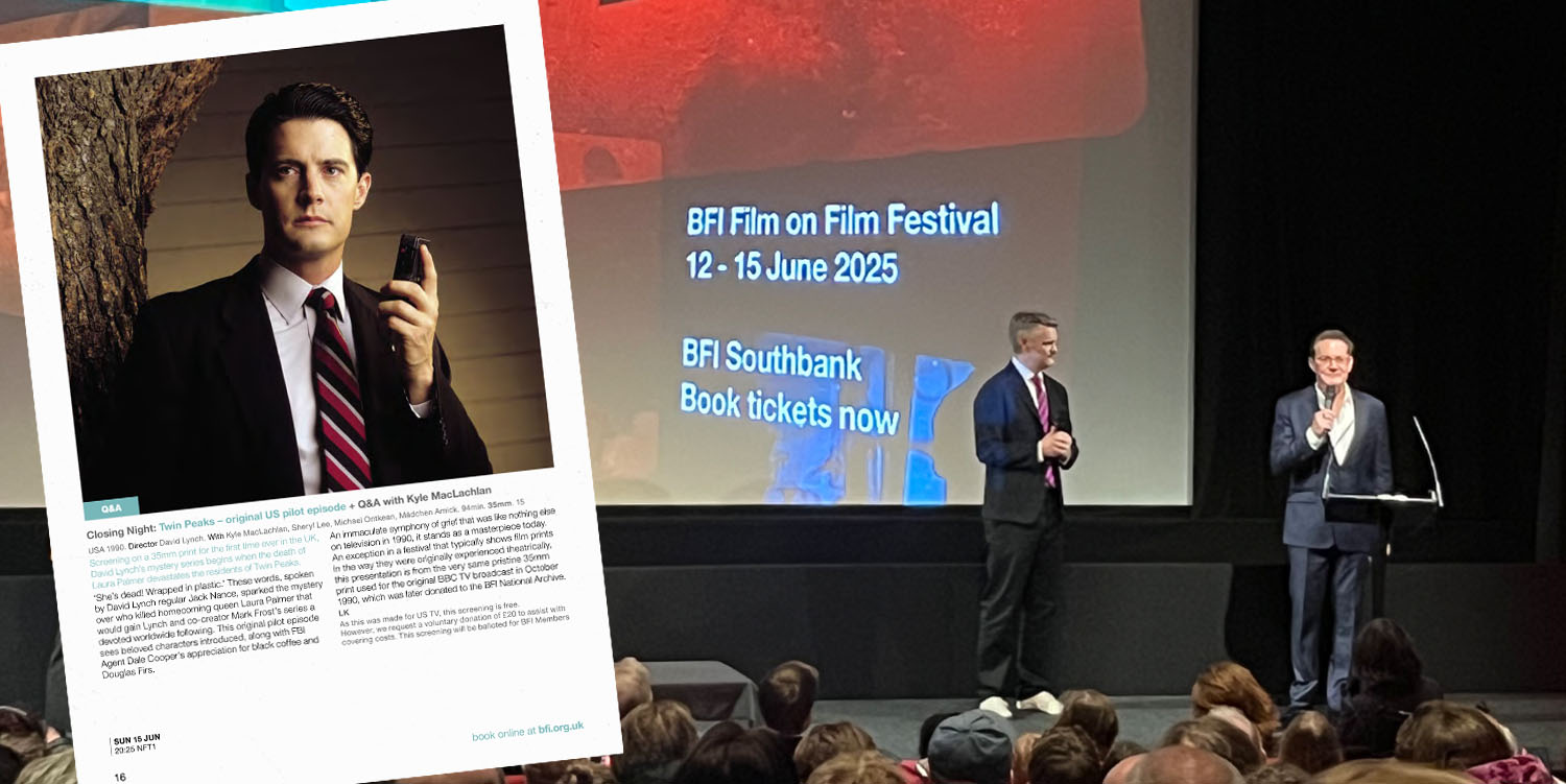 Flyer and Kyle MacLachlan on stage speaking