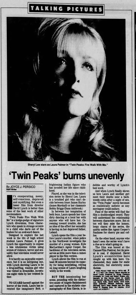 Review of Twin Peaks: Fire Walk With Me with a photo of Sheryl Lee as Laura Palmer