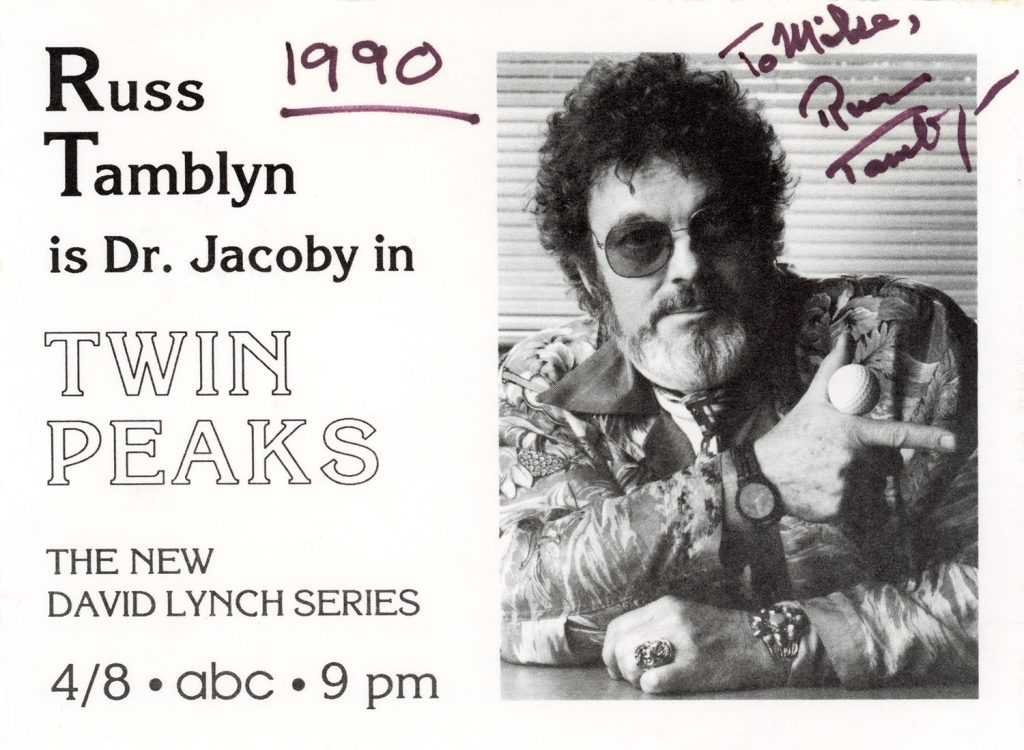 Front of autographed card from Russ Tamblyn