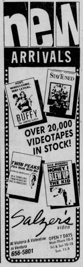 Newspaper ad for new home movies