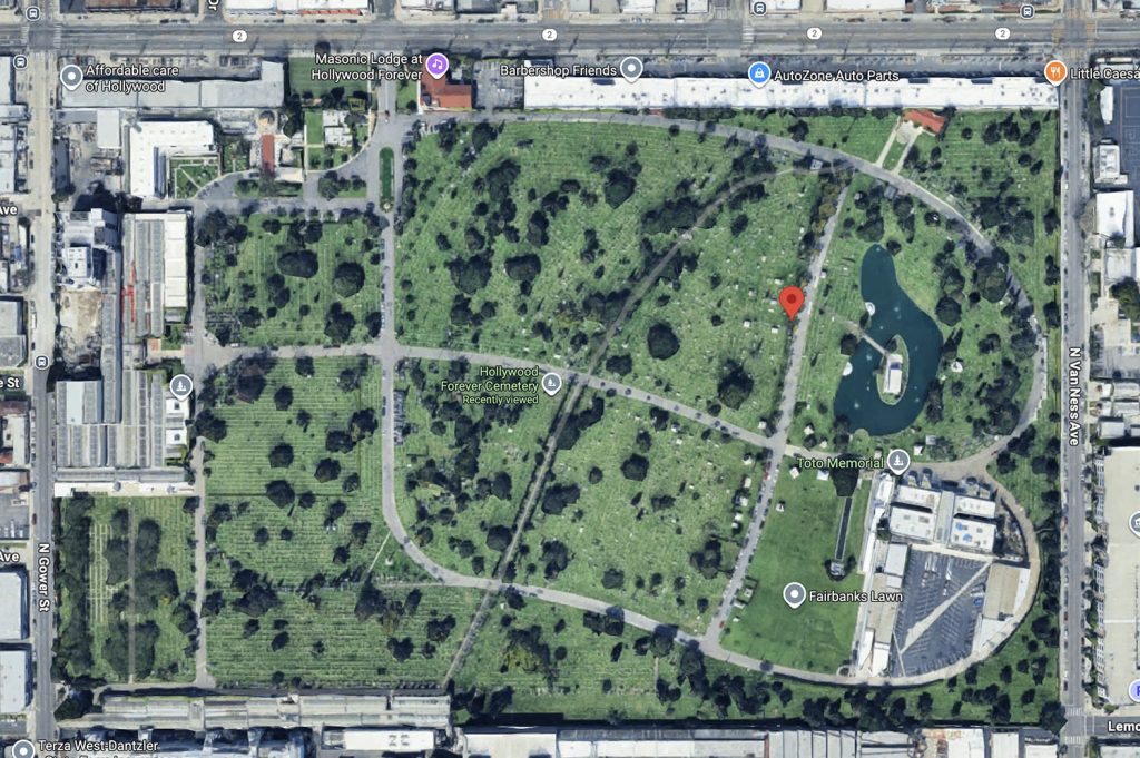 Google Maps of Hollywood Forever Cemetery