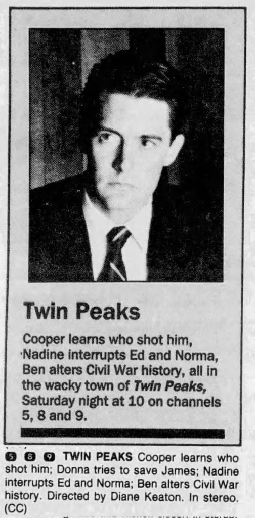 Special Agent Dale Cooper in newspaper article