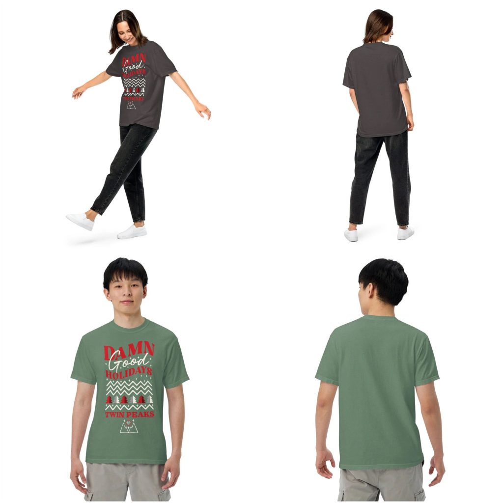 People wearing Damn Good Holidays t-shirts