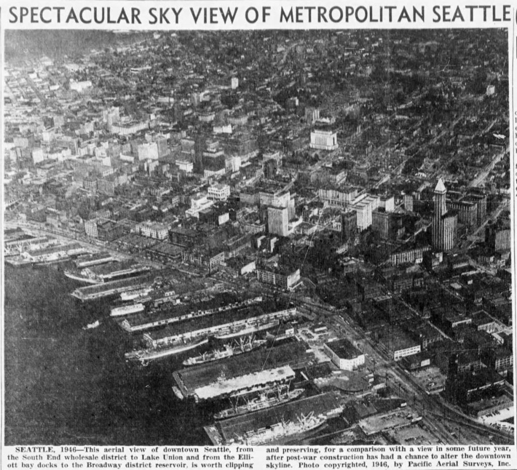Aerial photograph of downtown Seattle Washington