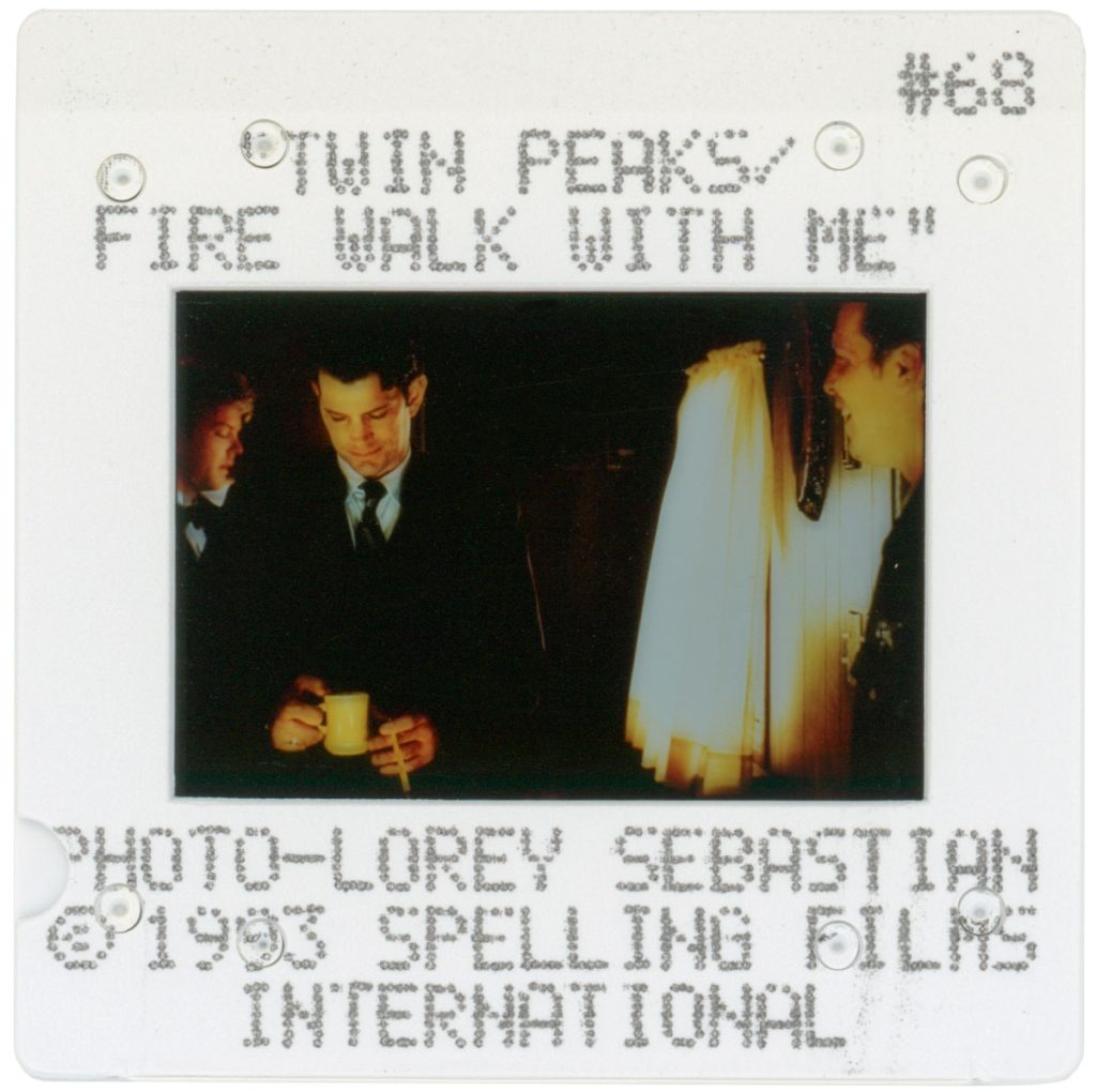Color slide from Twin Peaks: Fire Walk With Me of Deputy Cliff in Teresa Banks' trailer