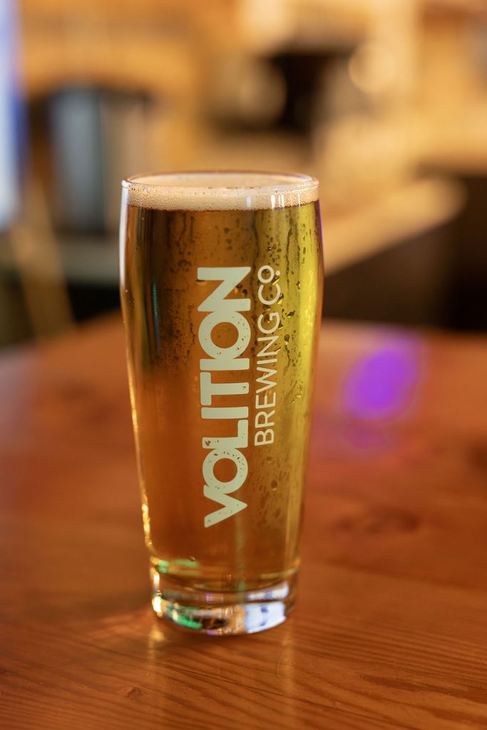 Golden Shovel Ale in a Volition Brewing Co. glass