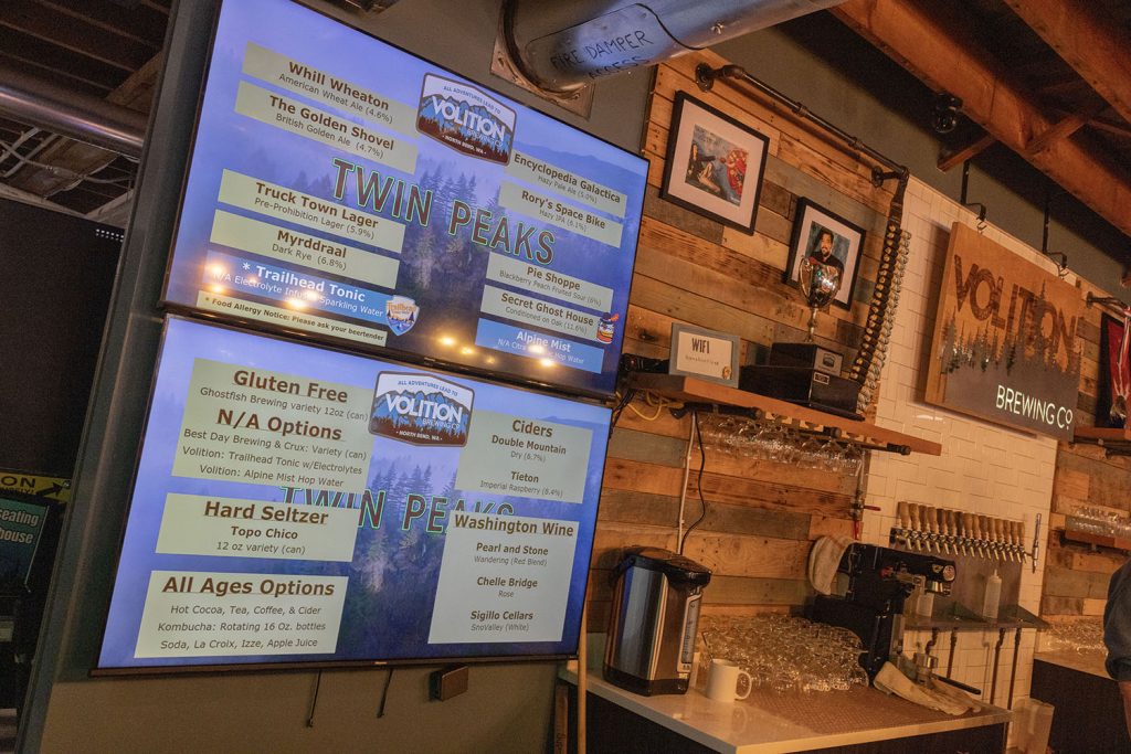 Beer menu at Volition Brewing Co.