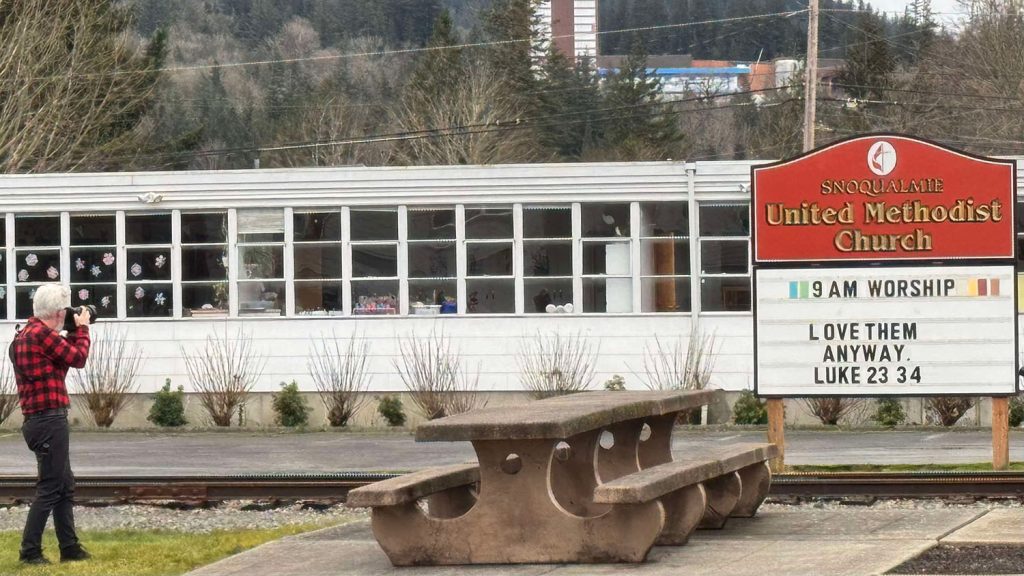 Steven taking photo of church