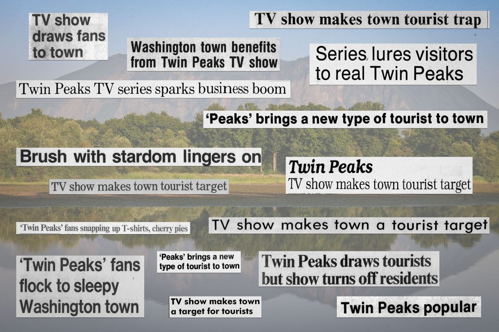 Headlines from newspaper articles about the Real Twin Peaks
