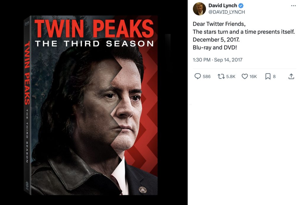 Tweet from David Lynch