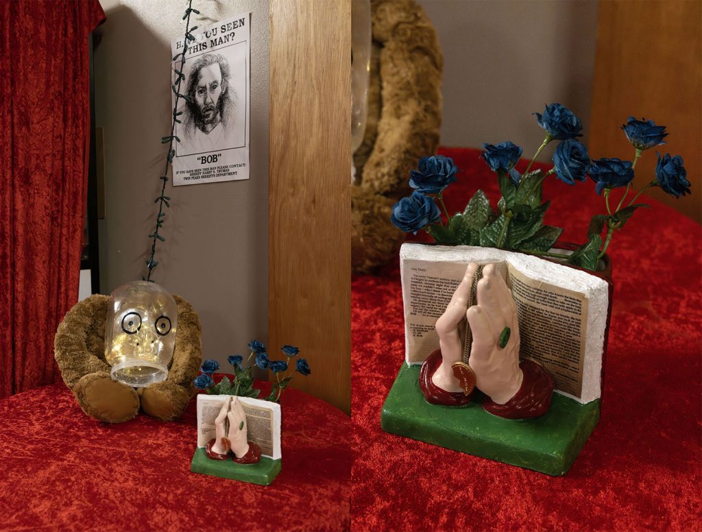 Johnny Horne's doll and blue roses