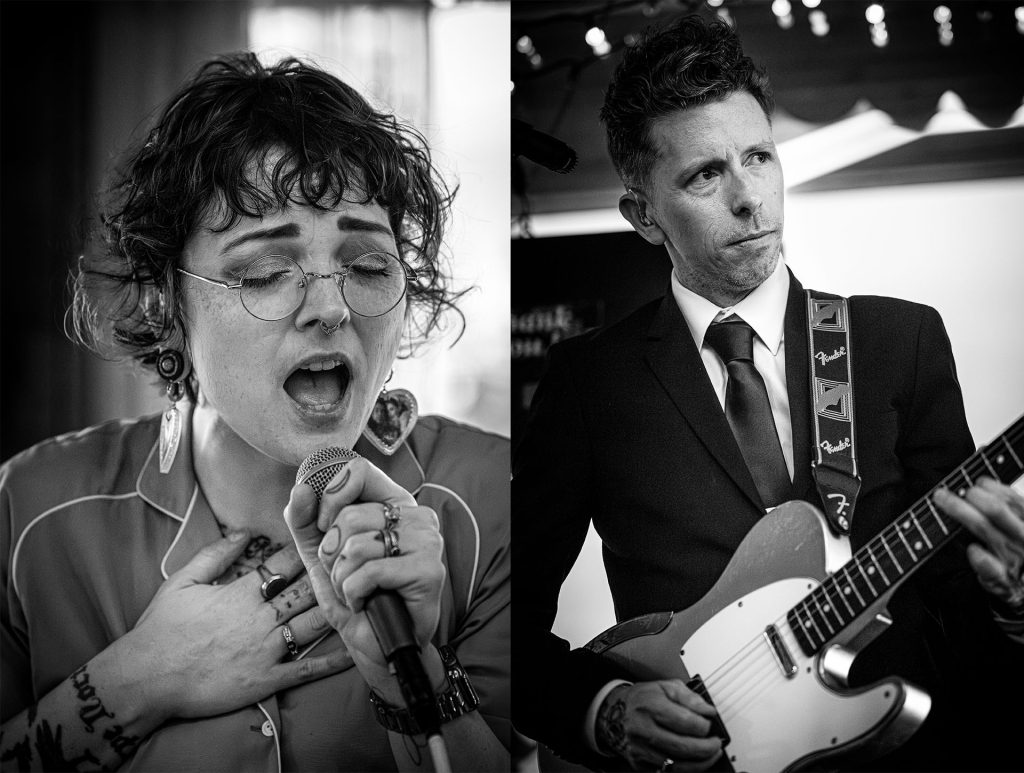 Black and white photos of Lady K and Dusty Highway from Wisteria Lodge