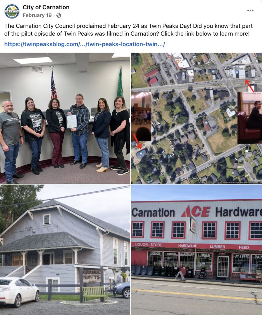 Facebook post about Twin Peaks Day