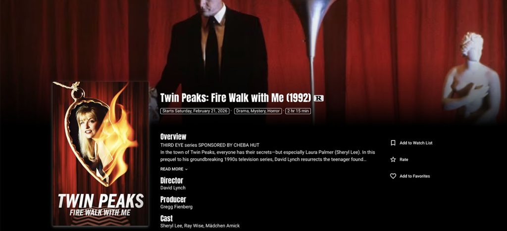 Twin Peaks: Fire Walk With Me Logo for Pickford Film Center