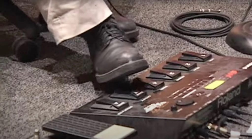 David Lynch pushing Roland unit with his foot