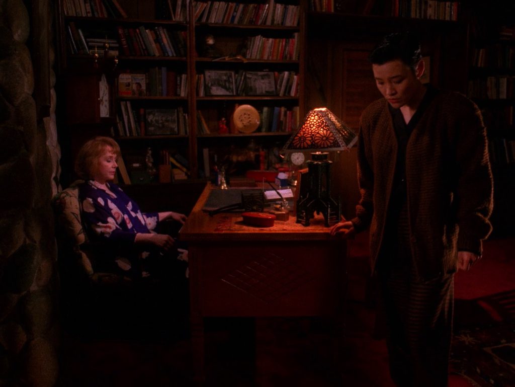 Catherine Martell and Josie Packard in the Blue Pine Lodge Study