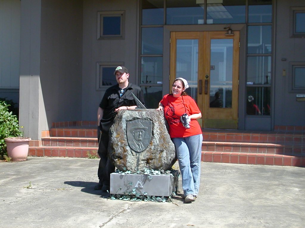 Brian and Sara pose with stone