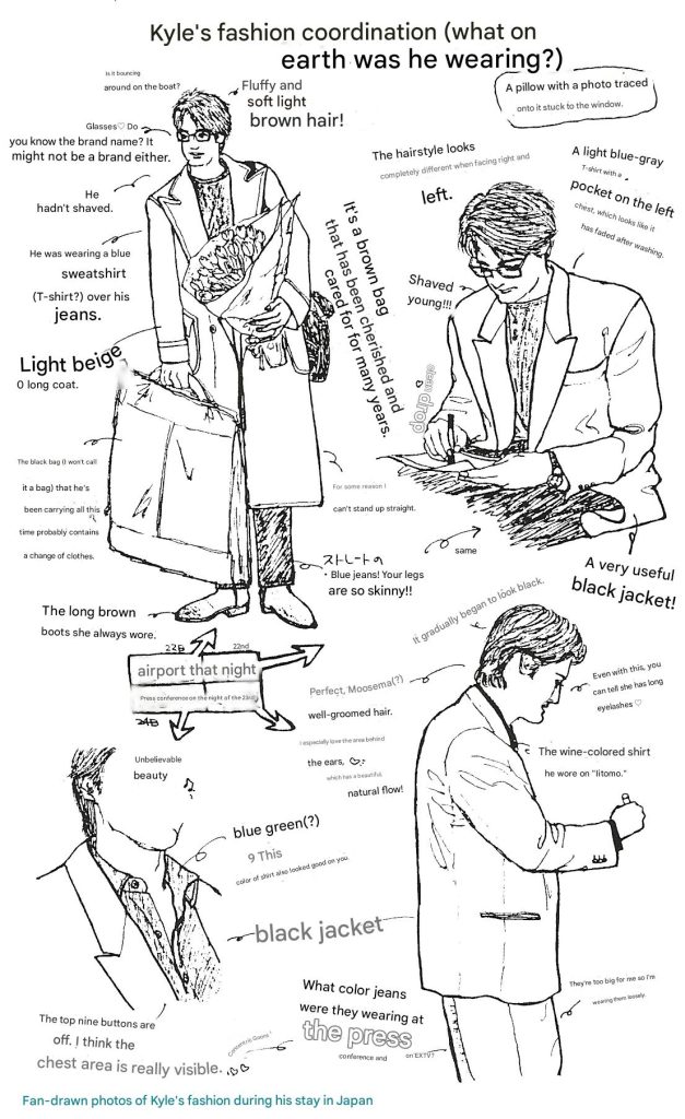 Fan sketch of Kyle MacLachlan's outfits in Japan