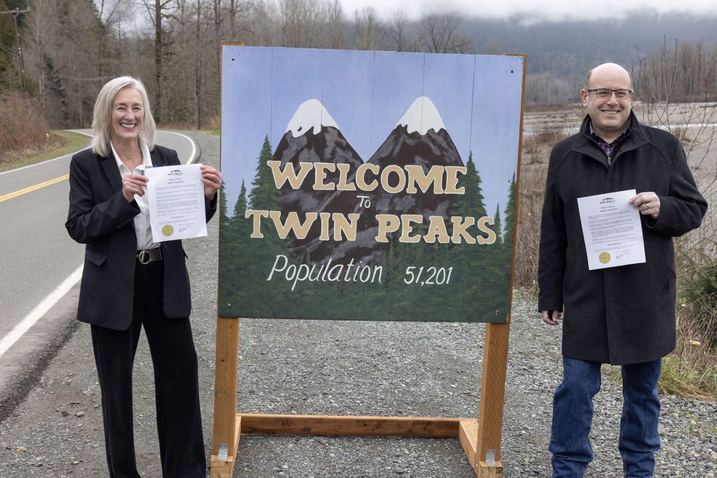 North Bend Mayor Mary Miller and Snoqualmie Mayor Jim Mayhew