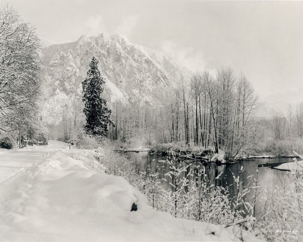 Snow covered Mount Si and Reinig Road photograph by Clark Kinsey