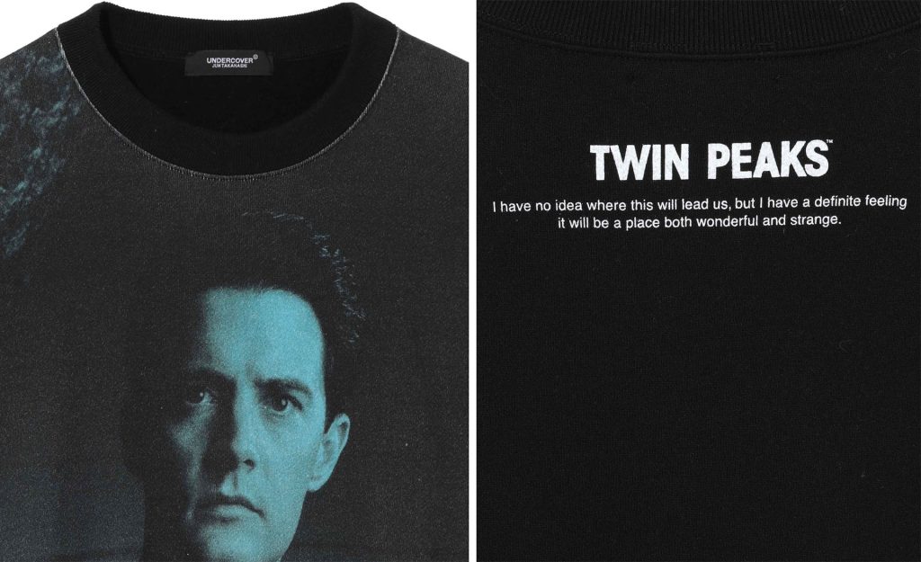 Detail of Agent Cooper-themed pullover by Undercover