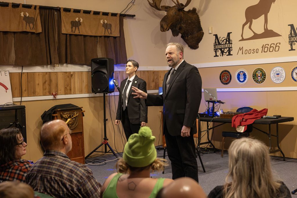 Improv actors performing on stage