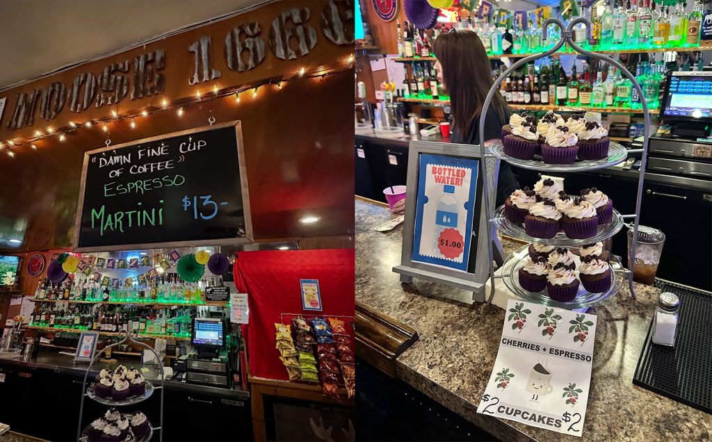 Desserts and drink specials in the Moose Lodge