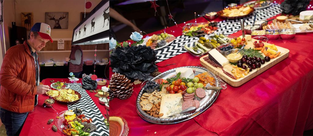 Food buffet inside the Moose Lodge